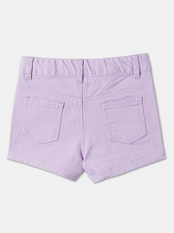 Girls Cotton Regular Fit Zip Fly Cuffed Hem Shorts
