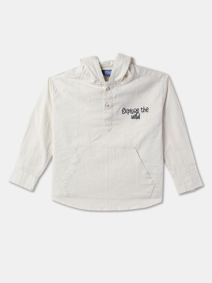 Boys Relaxed Fit Full Sleeve Hooded Shirt
