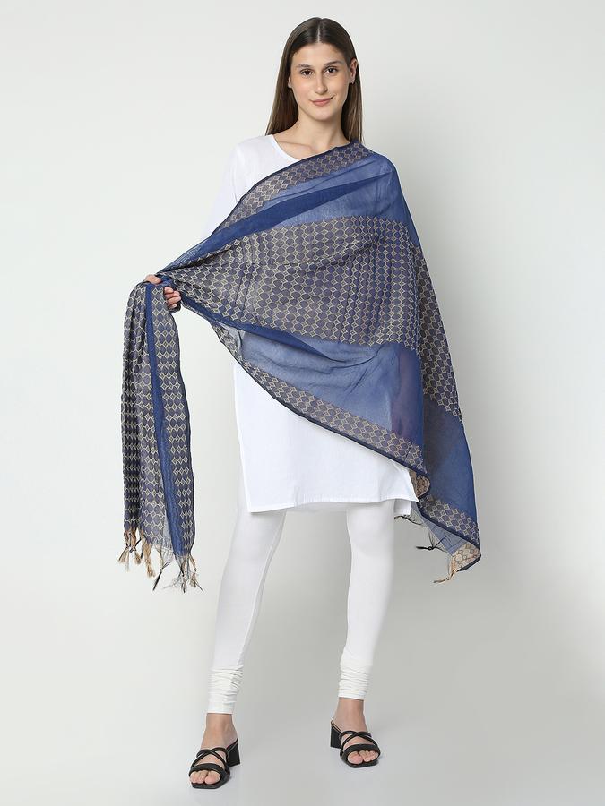 R&B Women's Navy Blue Printed Dupatta