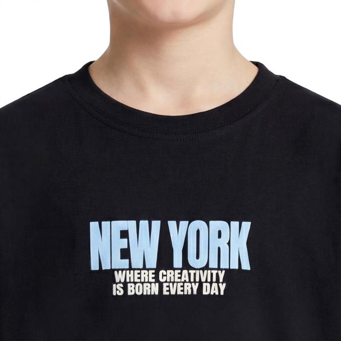 R&B Boy Black Cotton Printed Round Neck T-Shirt