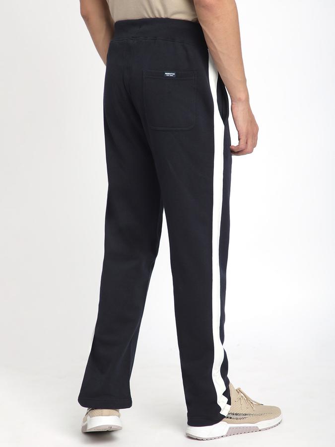 Men Cotton Regular Fit Drawstring Waist Open Hem Trackpants