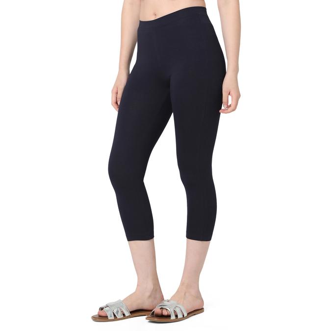 R&B Women Navy Blue Solid Capri Leggings