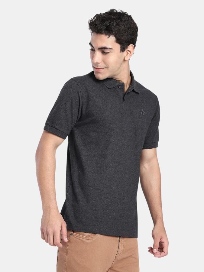 R&B Charcoal Solid Men Short Sleeve Polo T-shirt