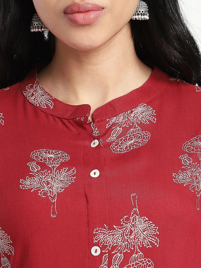 Women Viscose Regular Fit Mandarin Collar Printed Kurta
