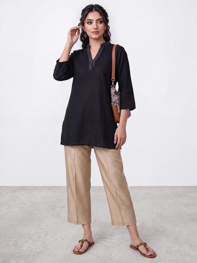 R&B Women Gold Mid Rise Straight Fit Ethnic Trousers
