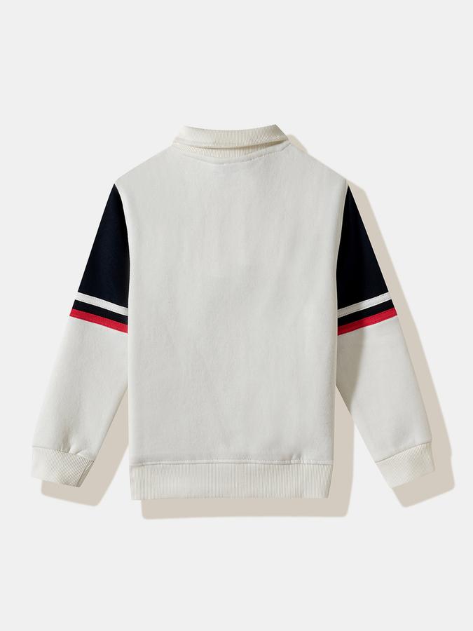 Boys Cotton Blend Relaxed Fit Quarter Zip Embroidered Sweatshirt