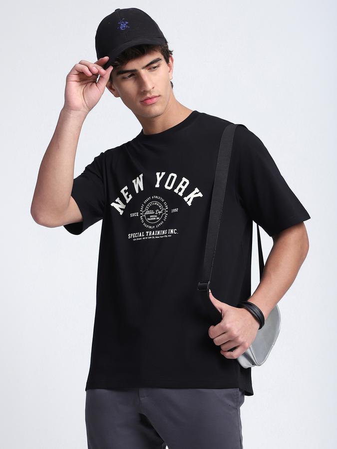 Men Cotton Relaxed Fit Crew Neck Graphic T-shirt