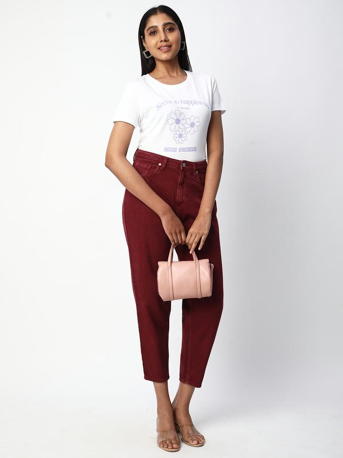 Women Cotton Regular Fit Round Neck Graphic T-shirt