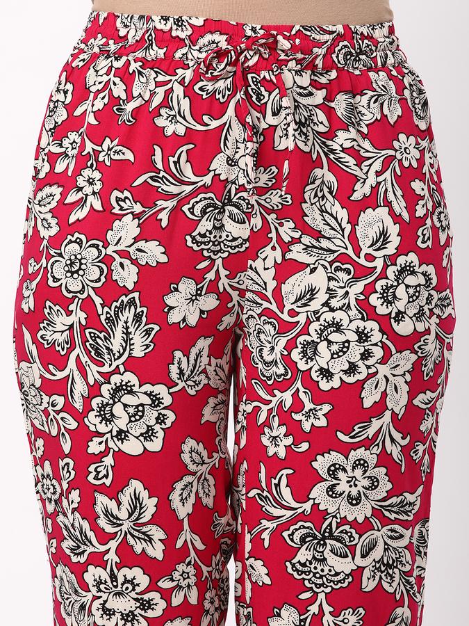 Women Rayon Regular Fit Drawstring Printed Pajama Pants