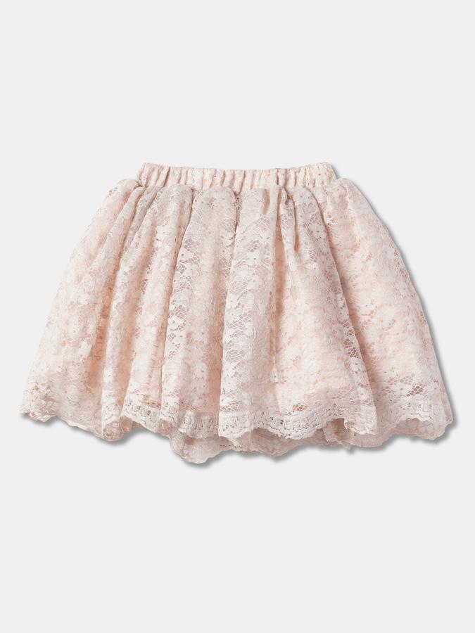 Girls Floral Puff Sleeve Lace Blouse with Ruffled Skirt Set