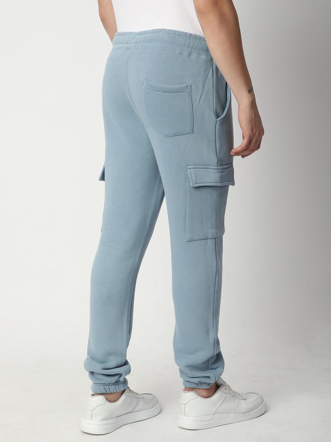 Men Fleece Regular Fit Drawstring Waist Cuffed Hem Trackpants