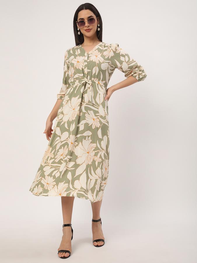 Women Floral Print V-Neck Dress image number 1