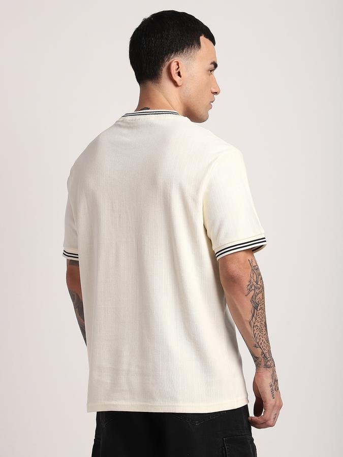 Men Cotton Regular Fit Crew Neck Textured T-shirt