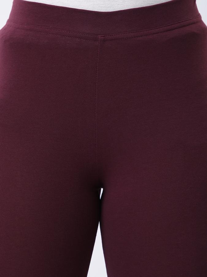 Women Cotton Elasticated Waist Full Length Solid Leggings