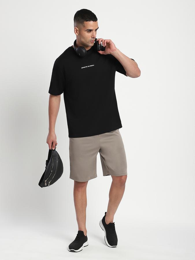 Men Polyester Relaxed Fit Crew Neck Typographic T-shirt