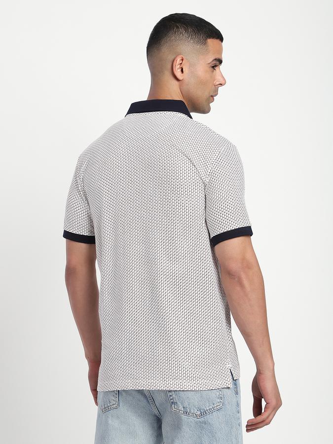 Men Cotton Regular Fit Polo Neck Printed T-shirt