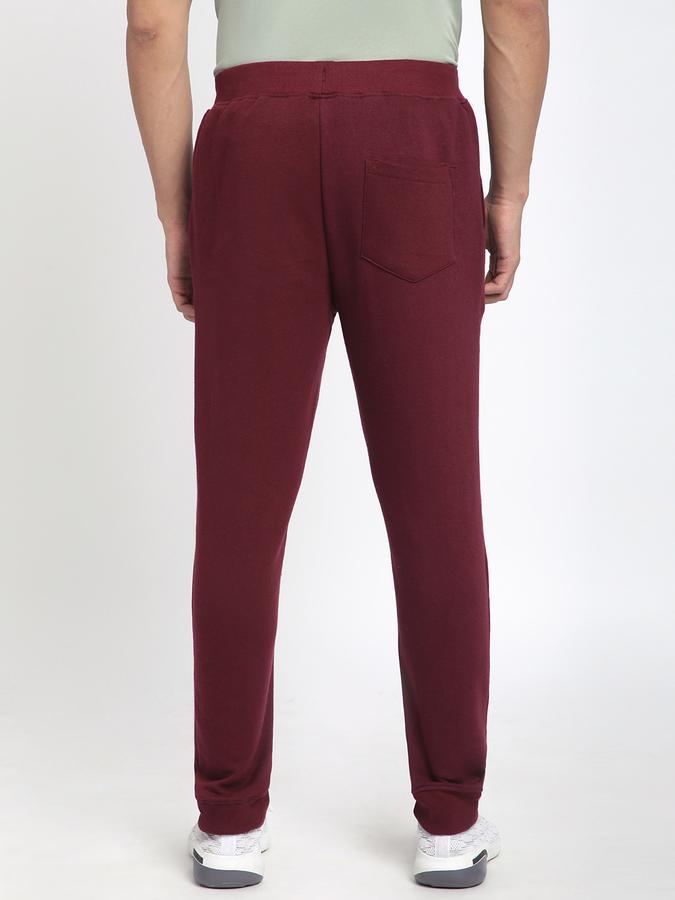 Men Fleece Regular Fit Drawstring Waist Cuffed Hem Trackpants