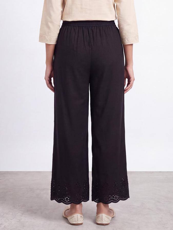 R&B Women Black Pure Cotton Schiffli detail Ethnic Pant