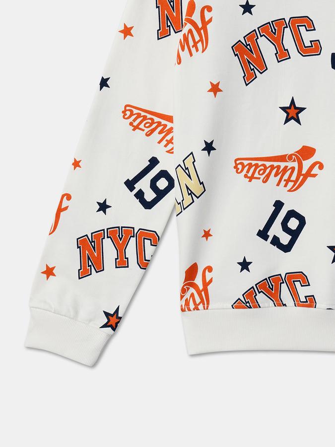 Boys Cotton Regular Fit Crew Neck Graphic Sweatshirt