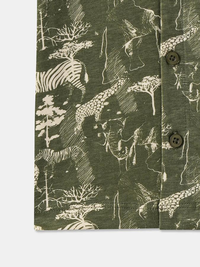 Boys Cotton Regular Fit Short Sleeve Animal Print Shirt