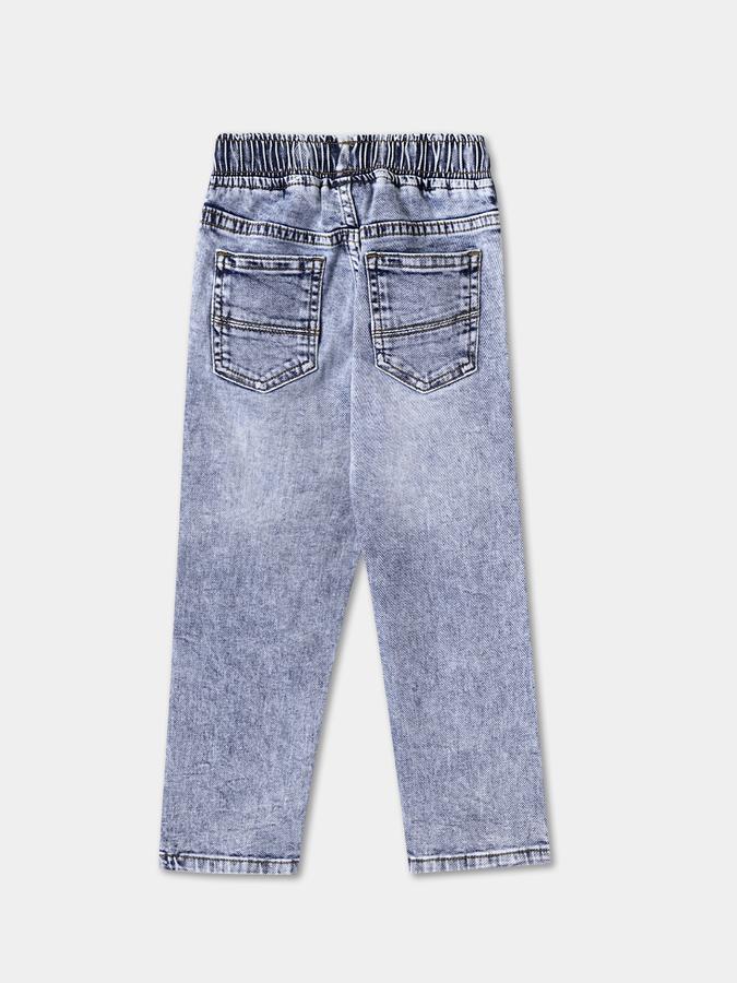 Boys Denim Relaxed Fit Drawstring Waist Clean Hem Jeans