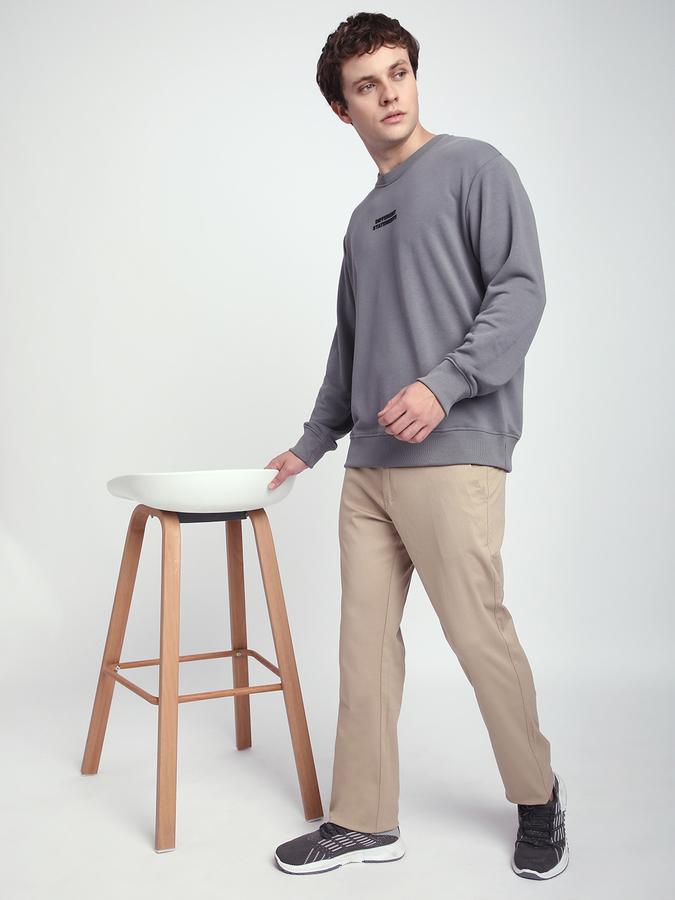 Men Cotton Slim Fit Flat Front Solid Trousers