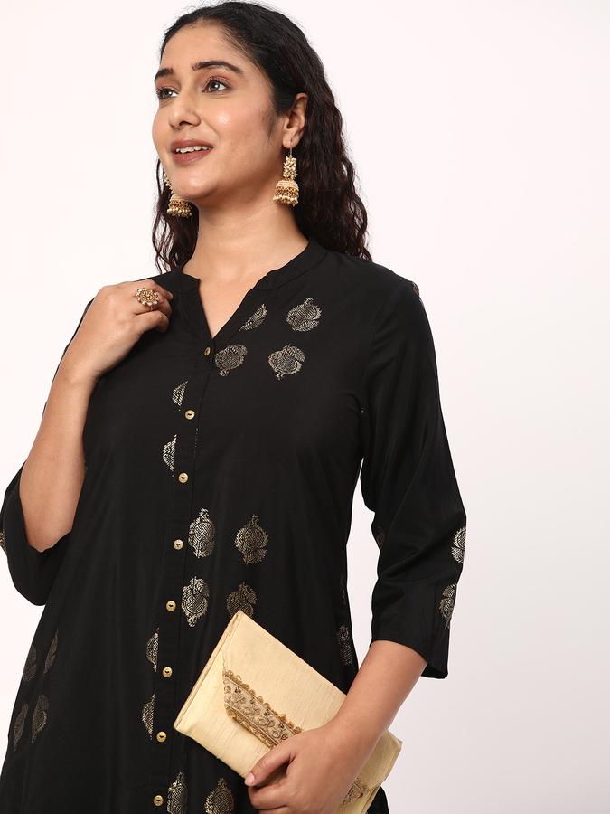 Women Floral Print No Darts Straight Kurta image number 0