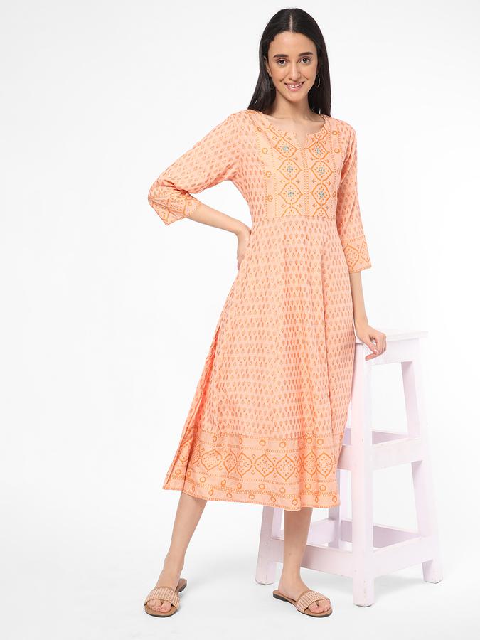 R&B Women Peach Ethnic Dress image number 1