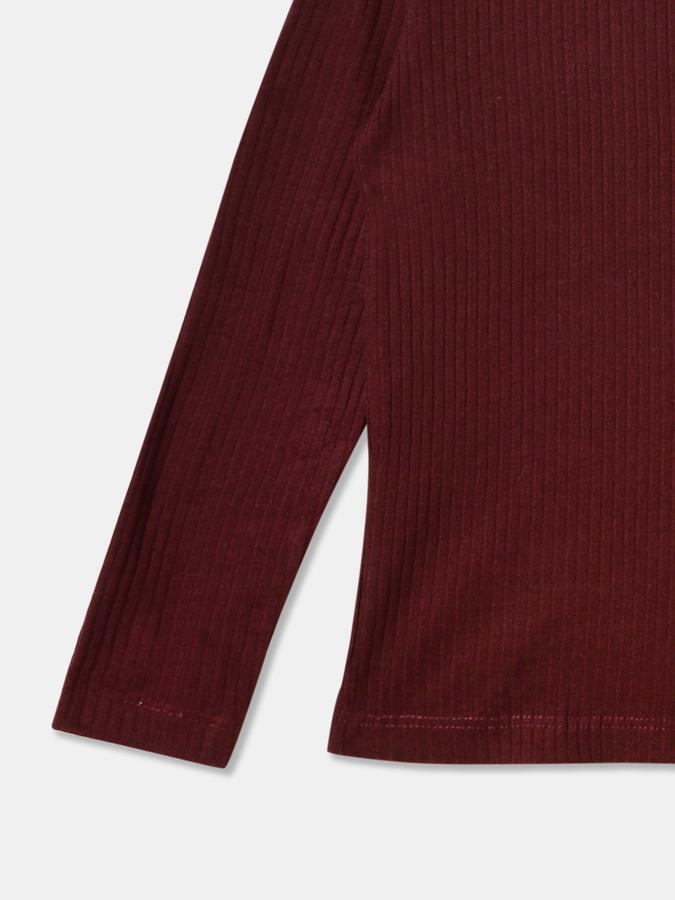 Girls Ribbed Regular Fit Long Sleeve Turtleneck Top
