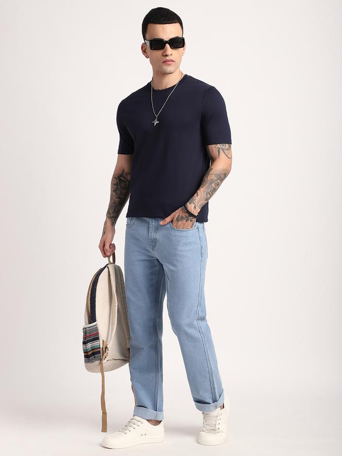 Men Cotton Regular Fit Crew Neck Solid T-shirt