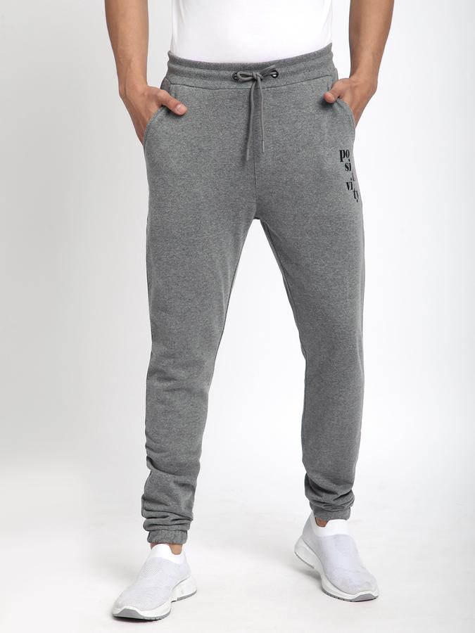 Men Polycotton Regular Fit Drawstring Waist Cuffed Hem Trackpants