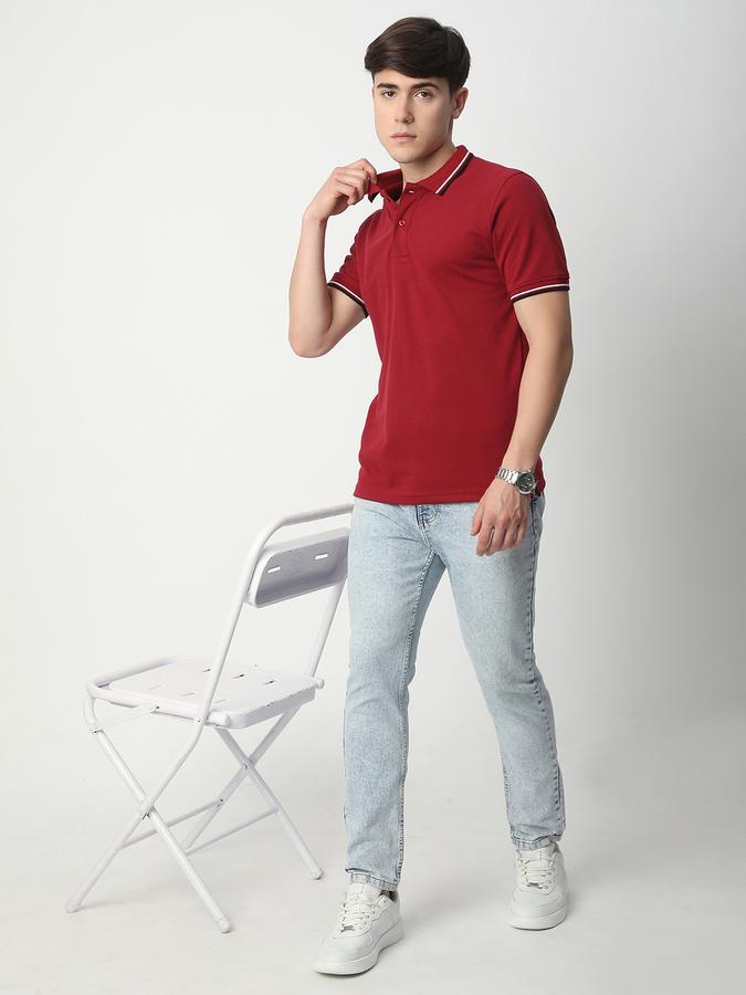 Solid Men Peter Pan Collar T-Shirt image number 1