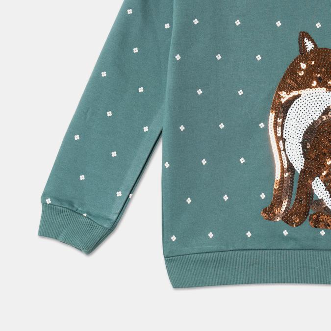 Girls Cotton Blend Regular Fit Crew Neck Graphic Sweatshirt