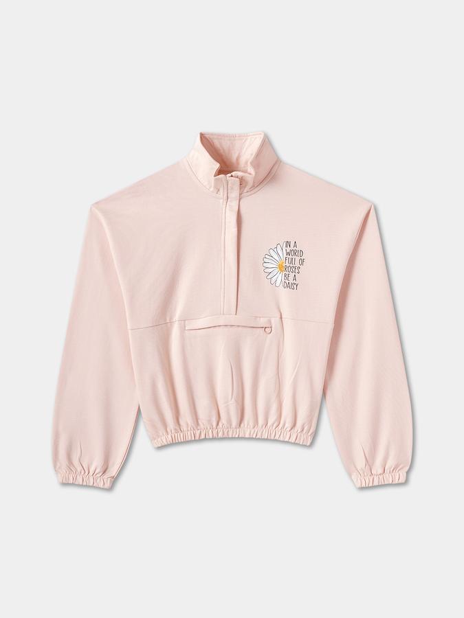 R&B Girls' White Printed Sweatshirt