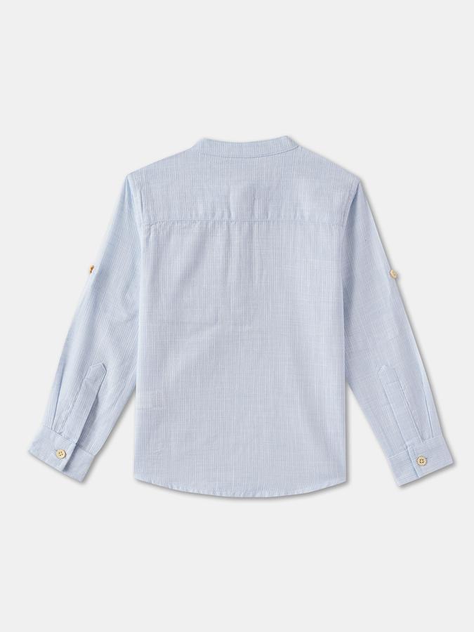Boys Regular Fit Full Sleeve Mandarin Collar Shirt