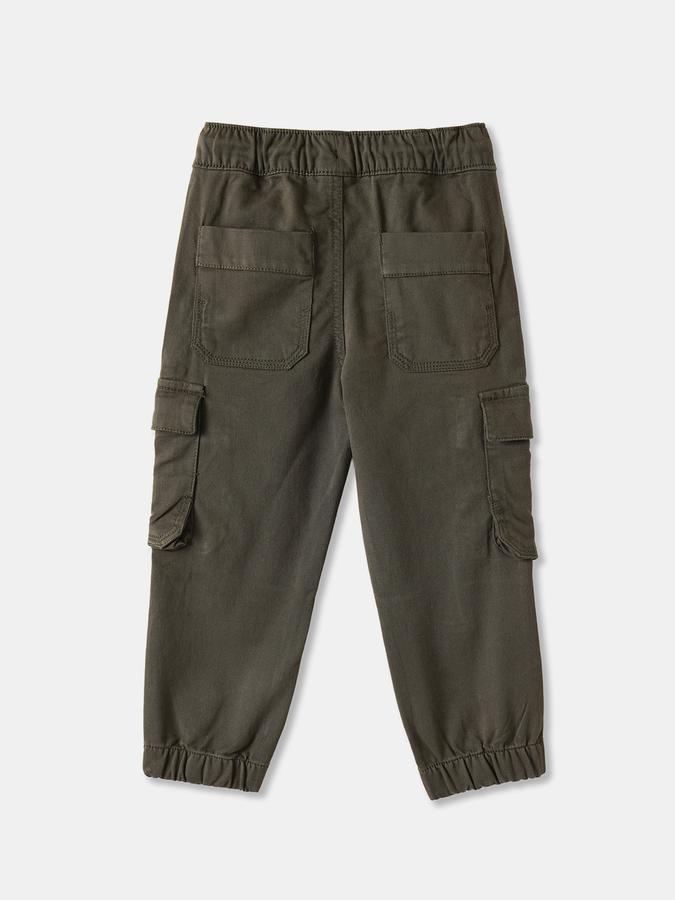 Boys Twill Regular Fit Drawstring Waist Cuffed Hem Trousers