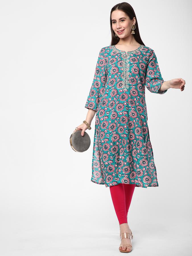 R&B Teal Women Kurtas image number 1