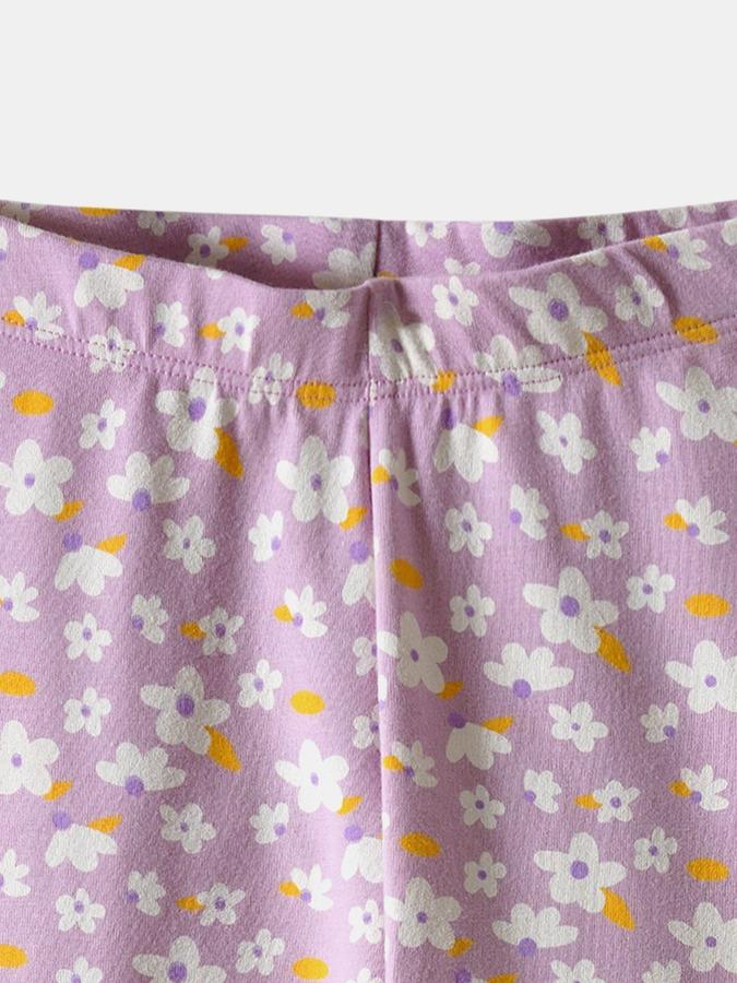 R&B Girls Purple Floral Printed Leggings