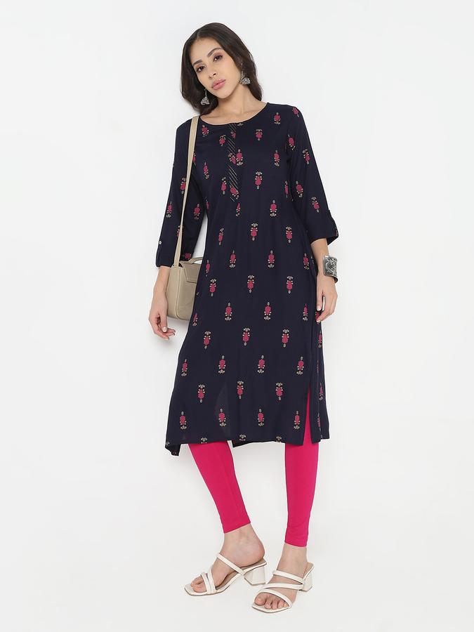 R&B Women's Navy Printed Kurta