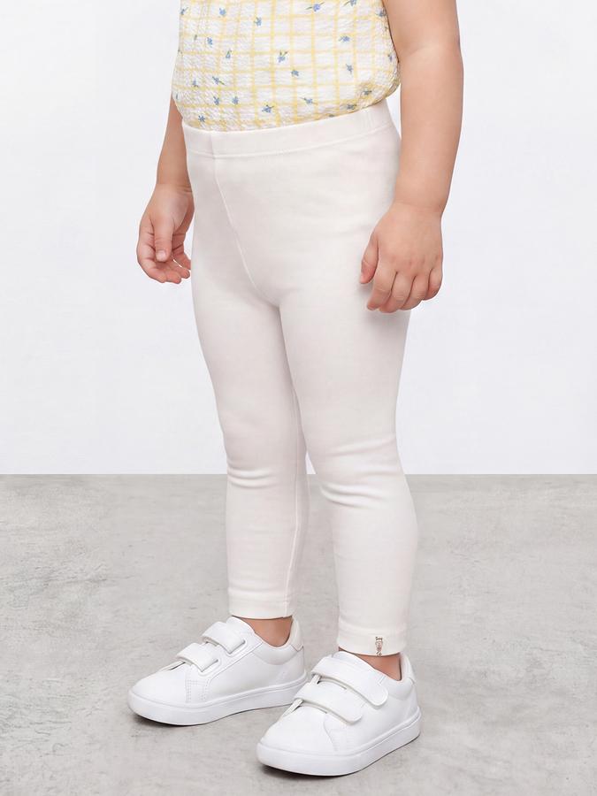 R&B Girls Ivory Solid Elasticated Waist Leggings