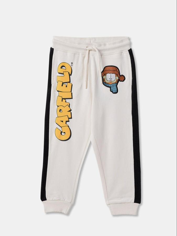 R&B Beige Graphic Relaxed Fit Boys Track Pant