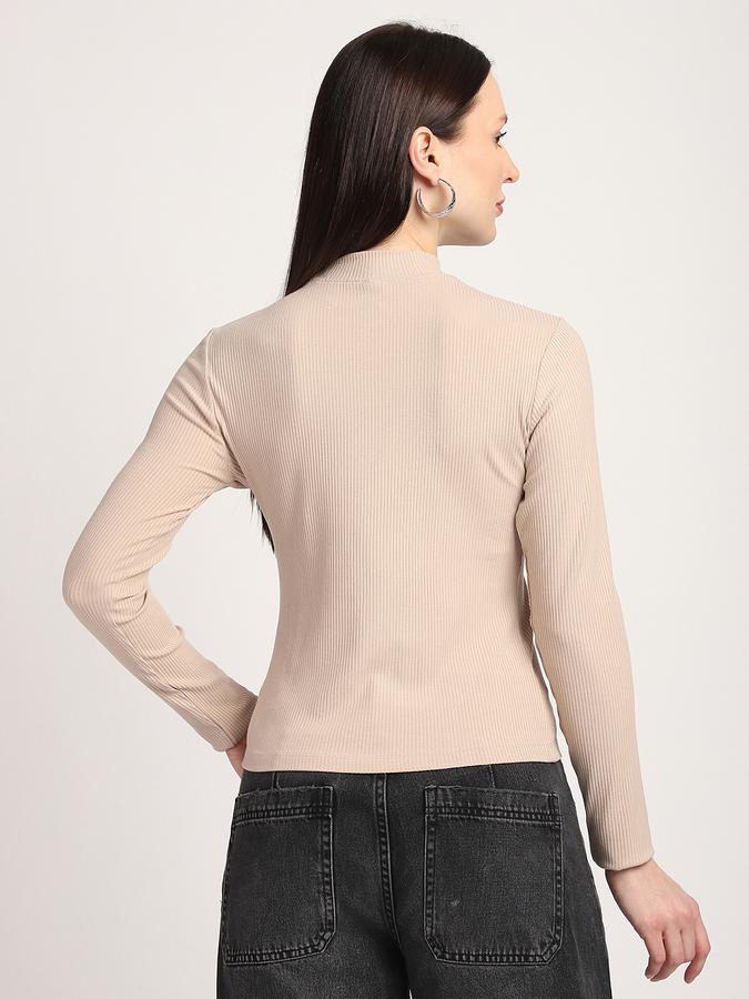 R&B Women Sand Solid Ribbed Top