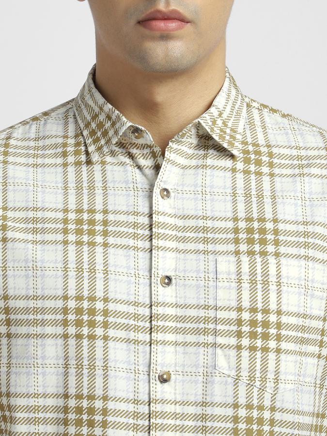 R&B Men's Beige Checked Shirt