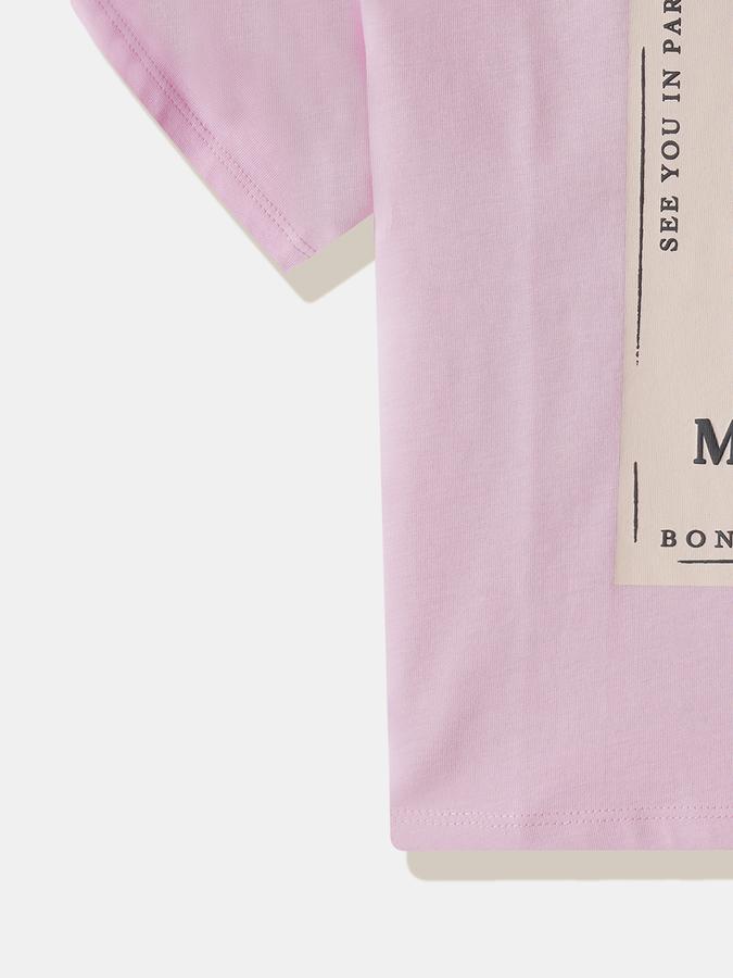 Girls Cotton Regular Fit Crew Neck Graphic T-shirt