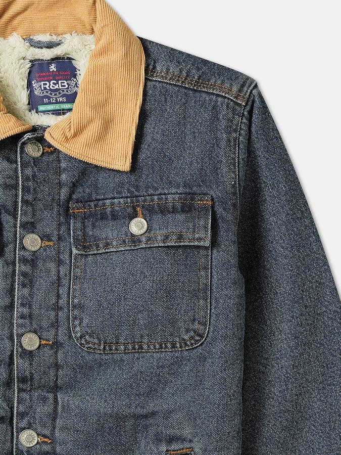 Boys Denim Trucker Button Front Sherpa Lined Jacket