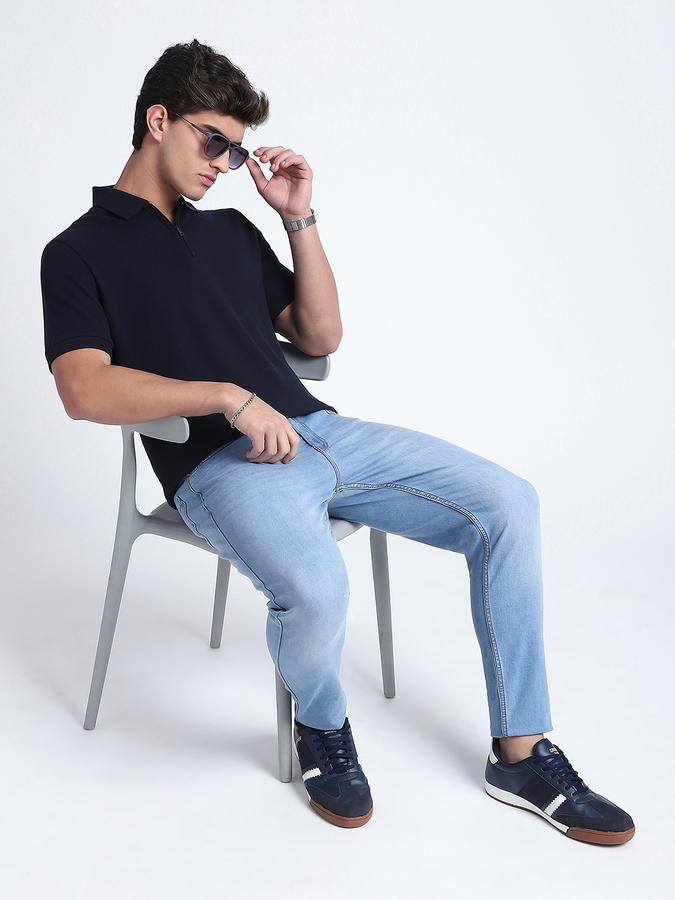 Men Cotton Regular Fit Polo Neck Solid T-shirt