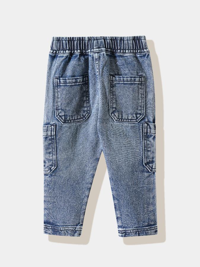 Boys Cotton Regular Fit Drawstring Waist Stone Washed Jeans