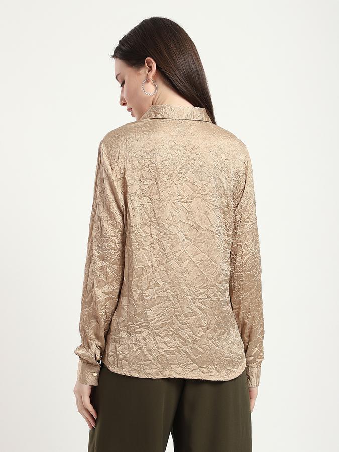 R&B Women Brown Textured Shirt