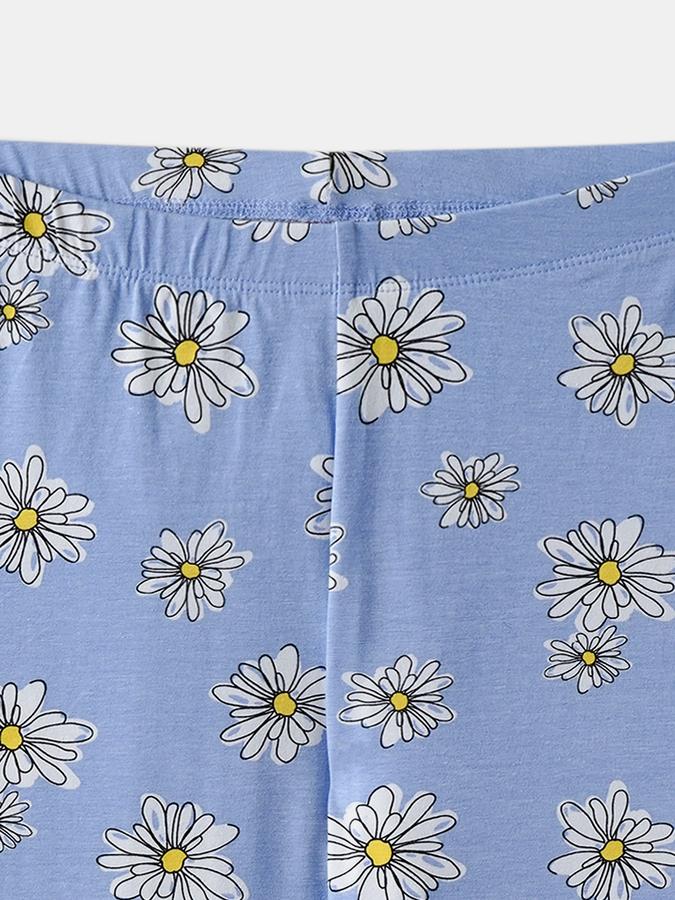 Girls Floral Full Length Mid Rise Legging