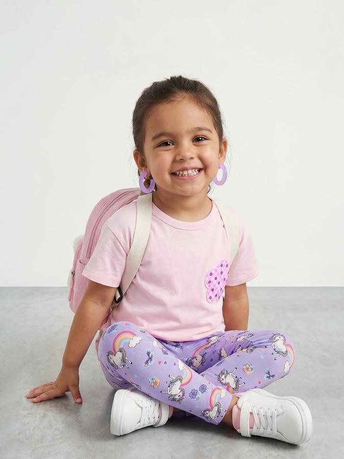 R&B Girl Purple Printed Cotton Blend Leggings